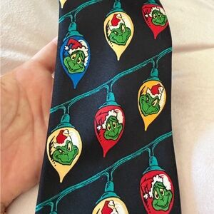 Dr. Seuss Grinch Ornament Tie - Black with Red, Green, Blue, Yellow